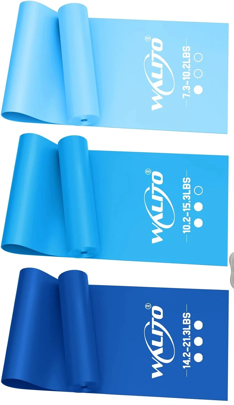 Three blue flat bands in progressively darker shades