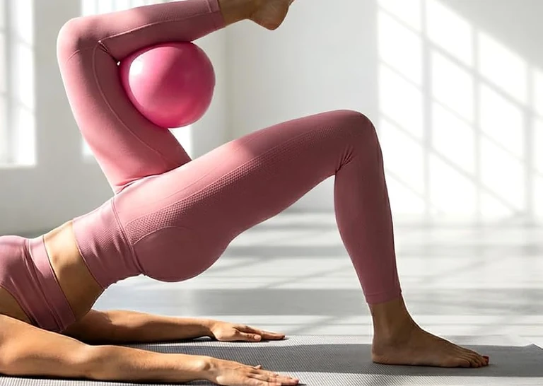 Mini ball used as part of a mat exercise